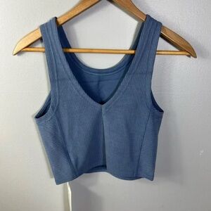 Blue Ribbed sports Women's Tank Top
